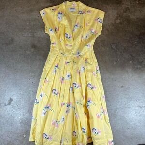ModCloth Yellow floral midi dress Size women's large